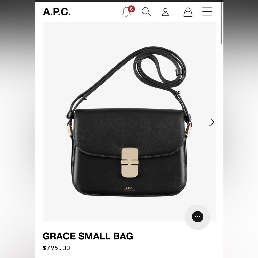 A.P.C. Black Leather Small Grace Shoulder Bag